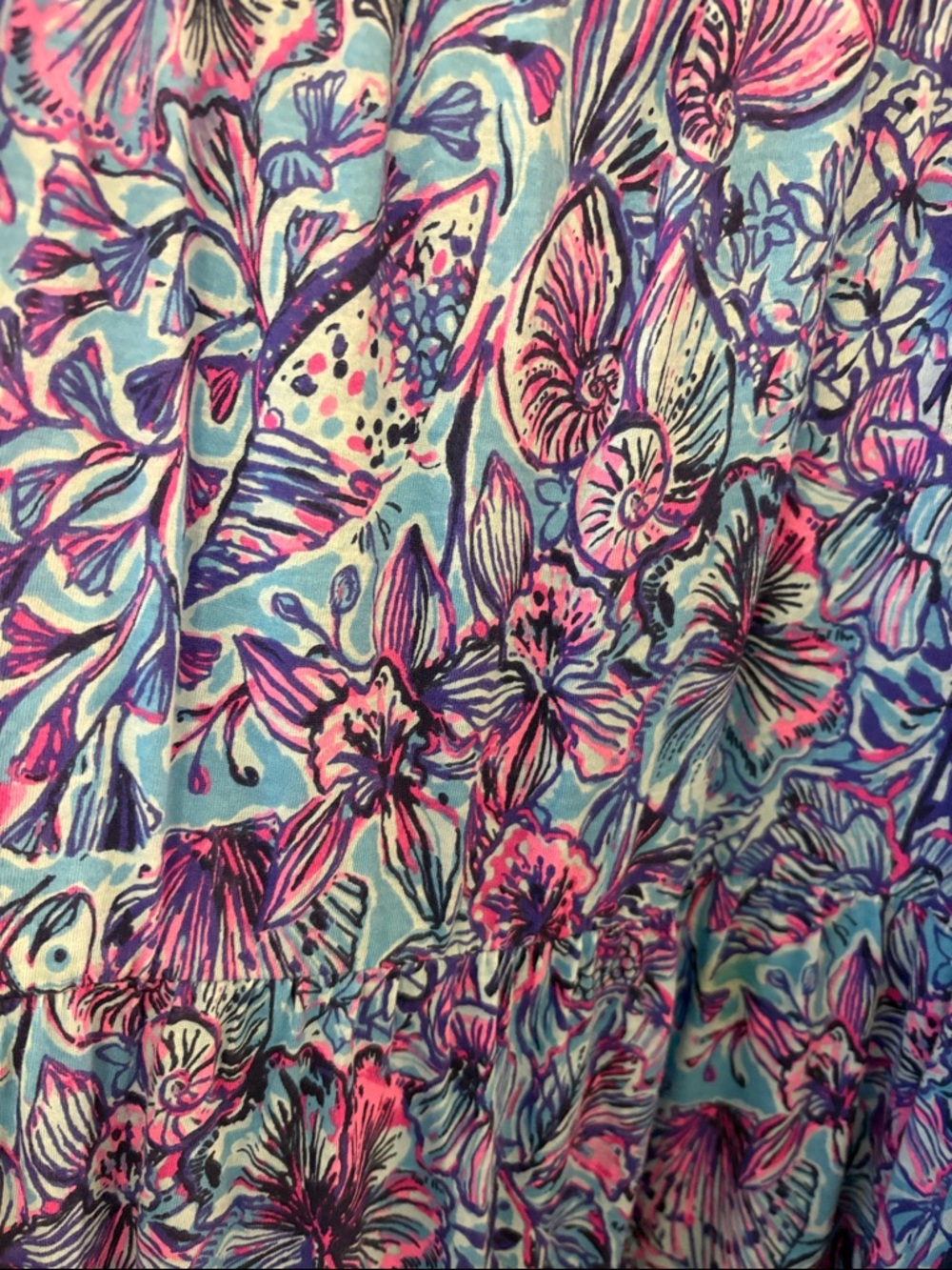 Lilly Pulitzer Girls XL Blue Floral Maxi Dress - Smocked Bodice - Picture 3 of 3
